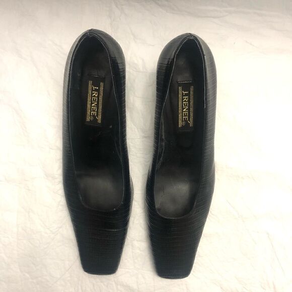 J.Renee womens black patent crock pattern shoes size 11M - Picture 2 of 9